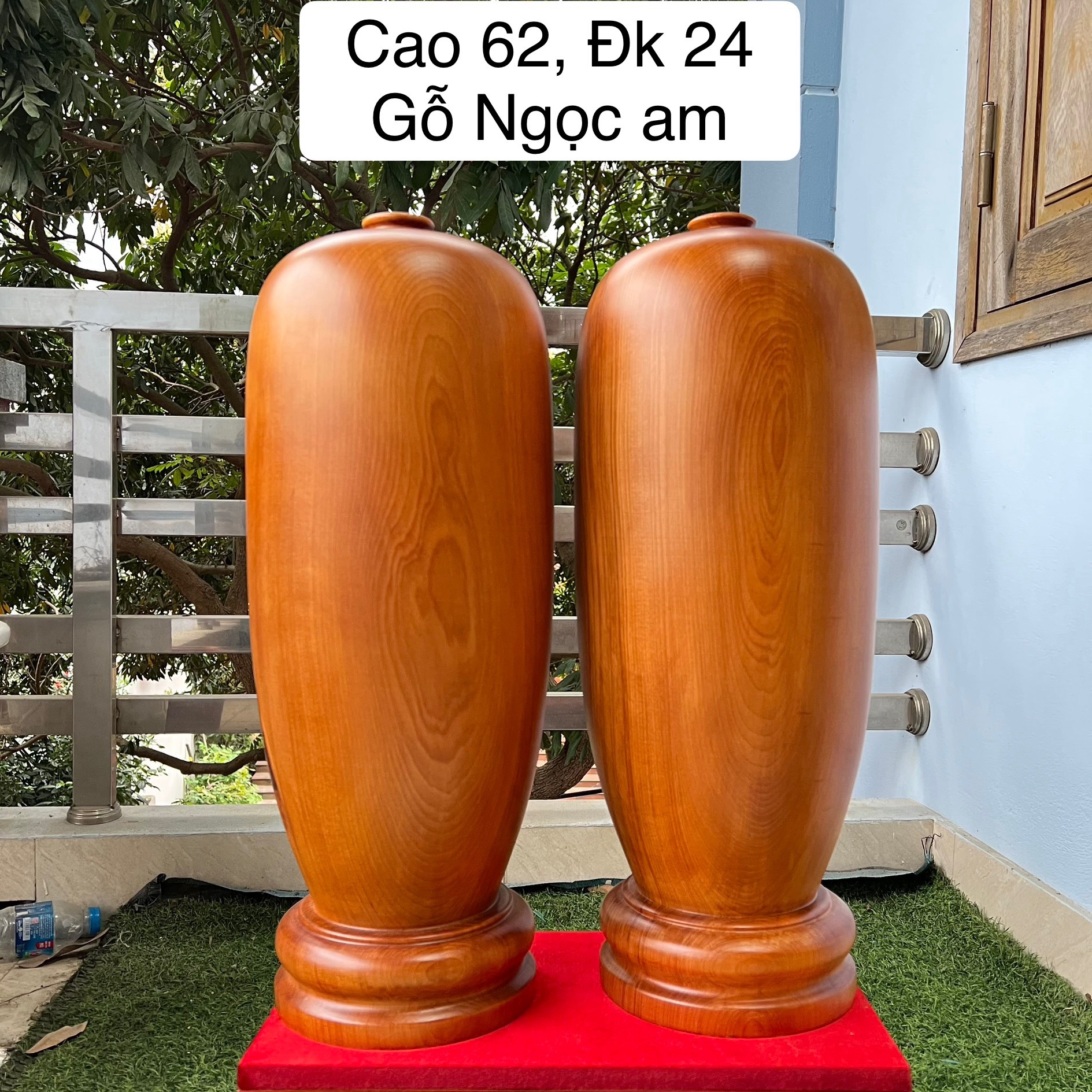 Bình phú quý gỗ Ngọc Am (cao 62, đường kính 24)