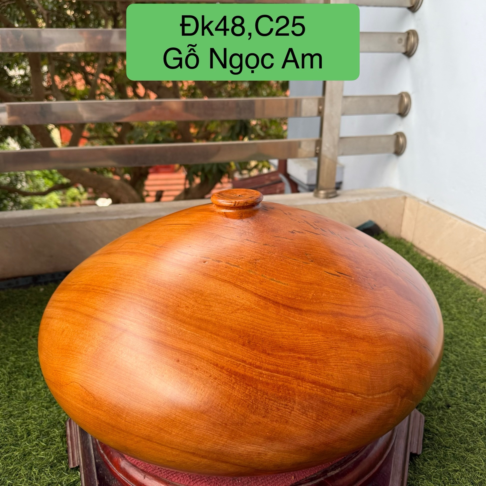 Bình phú quý gỗ ngọc am- (cao 25, đk 48)