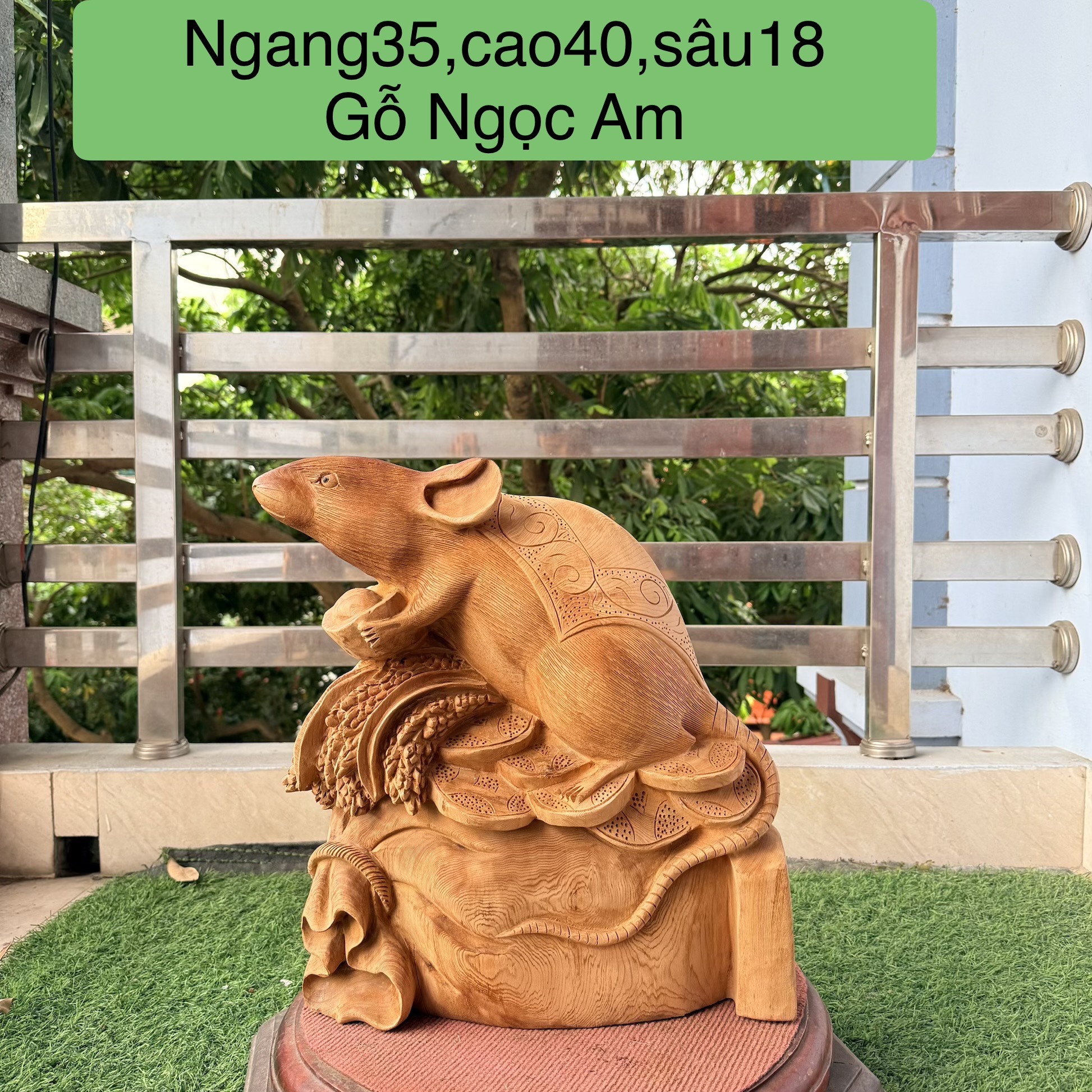 Chuột tài lộc gỗ ngọc am
